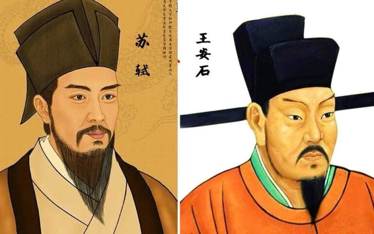 On the left is Su Shi, on the right is Wang Anshi